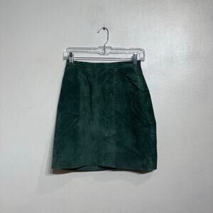 Ivy Club Classics Green Suede Leather Vintage Mini Skirt Sz 6